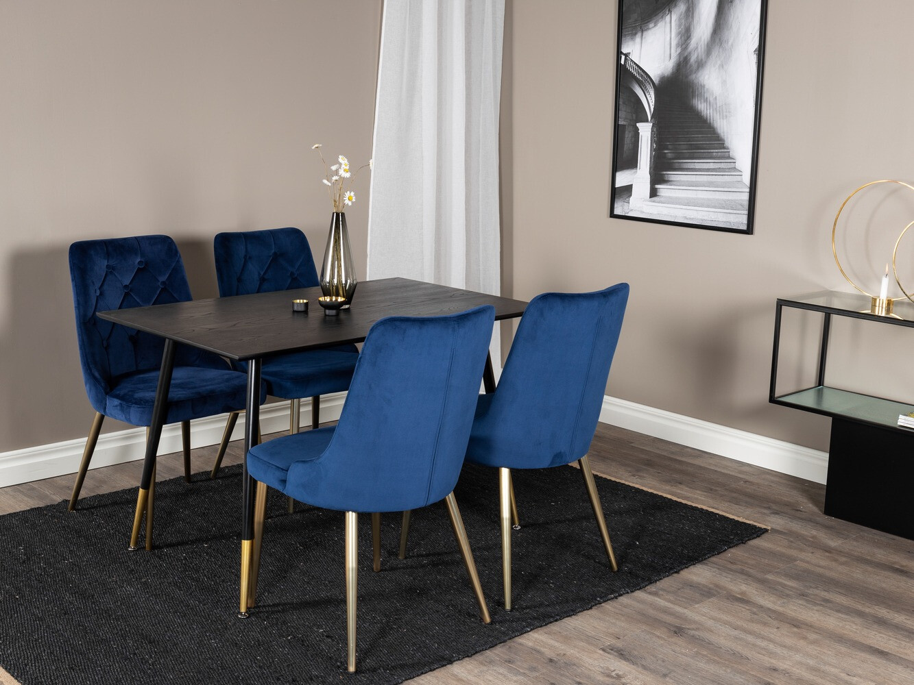 Conjunto de mesas y sillas para comedor Dallas 1673 (Azul + dorado)