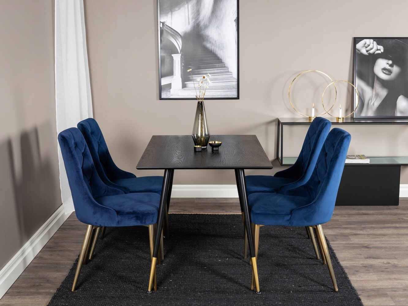 Conjunto de mesas y sillas para comedor Dallas 1673 (Azul + dorado)