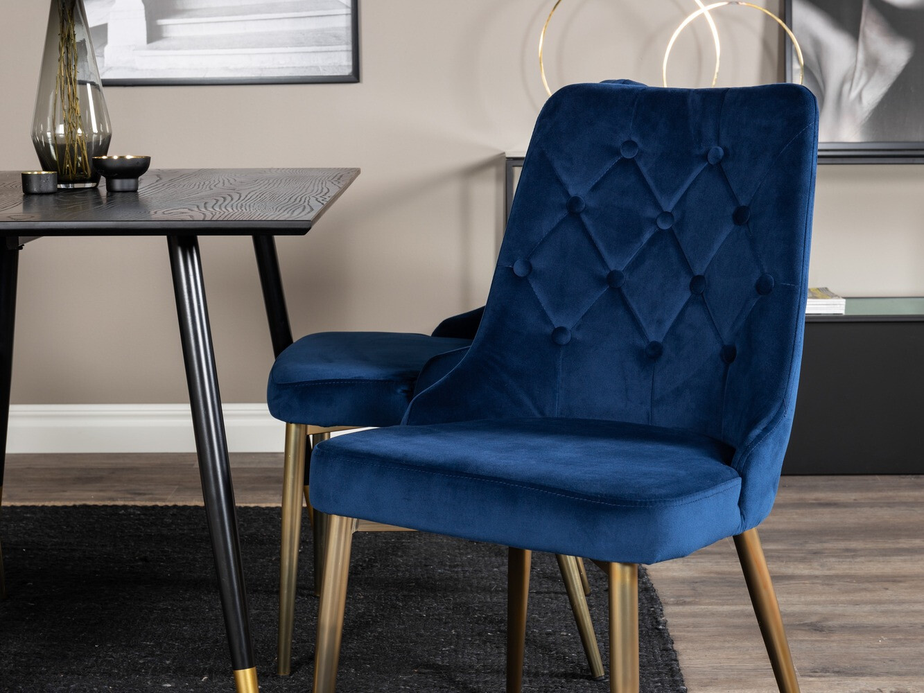Conjunto de mesas y sillas para comedor Dallas 1673 (Azul + dorado)