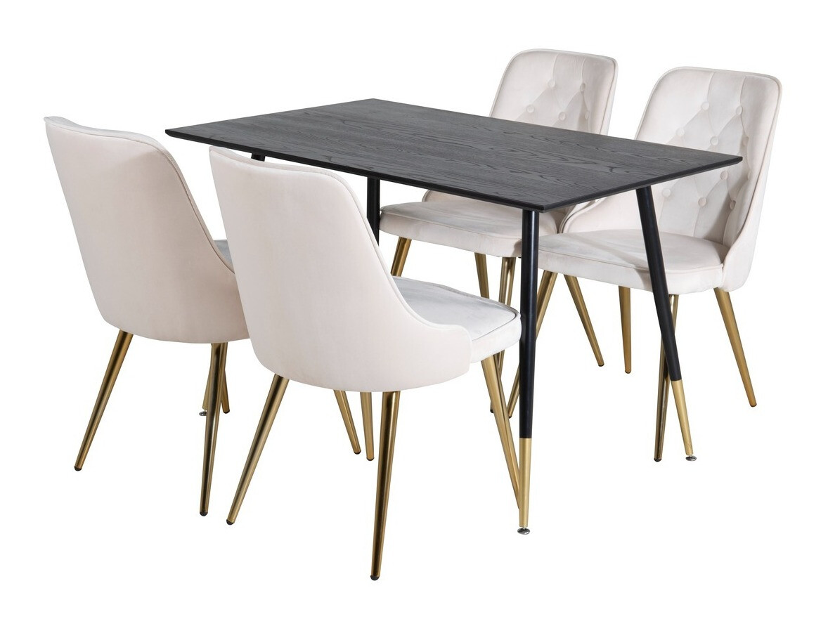Conjunto de mesas y sillas para comedor Dallas 1673 (Beige + dorado)