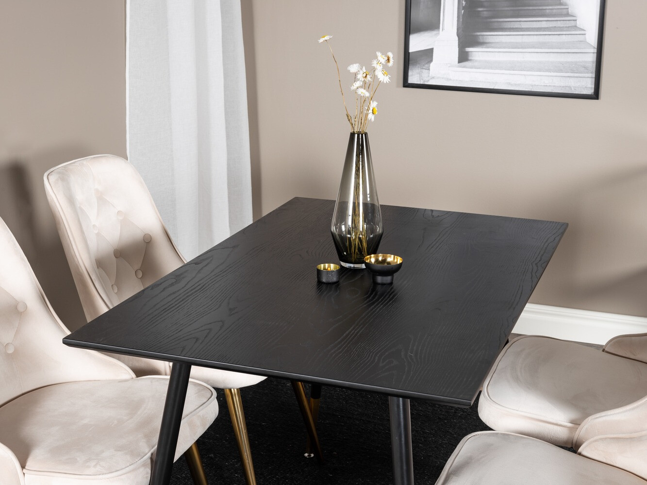 Conjunto de mesas y sillas para comedor Dallas 1673 (Beige + dorado)