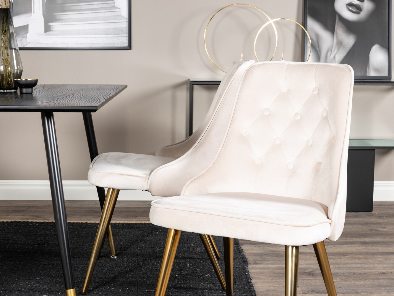 Conjunto de mesas y sillas para comedor Dallas 1673 (Beige + dorado)