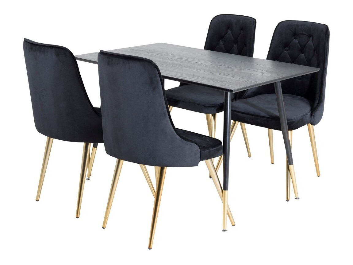 Conjunto de mesas y sillas para comedor Dallas 1673 (Negro + dorado)