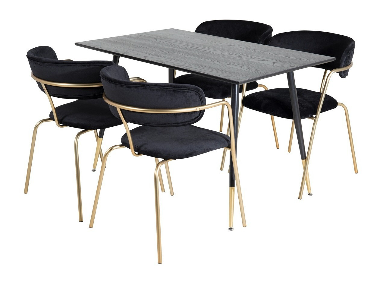 Conjunto de mesas y sillas para comedor Dallas 1694 (Negro + Dorado)