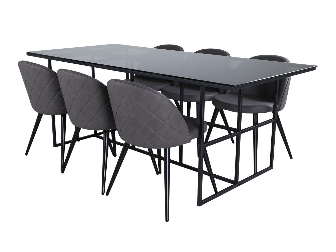 Conjunto de mesas y sillas para comedor Dallas 3042 (Gris oscuro + Negro)