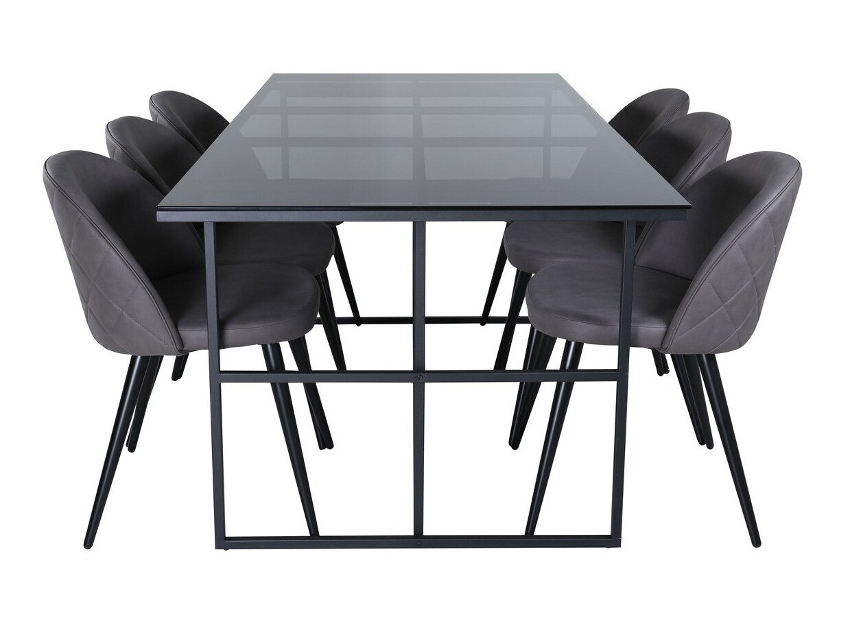 Conjunto de mesas y sillas para comedor Dallas 3042 (Gris oscuro + Negro)