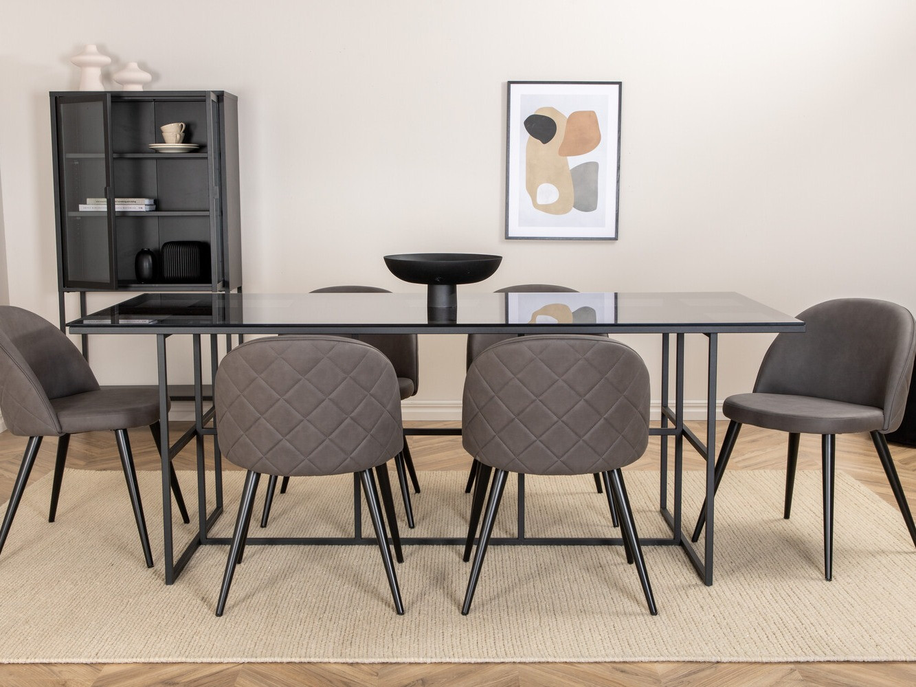 Conjunto de mesas y sillas para comedor Dallas 3042 (Gris oscuro + Negro)