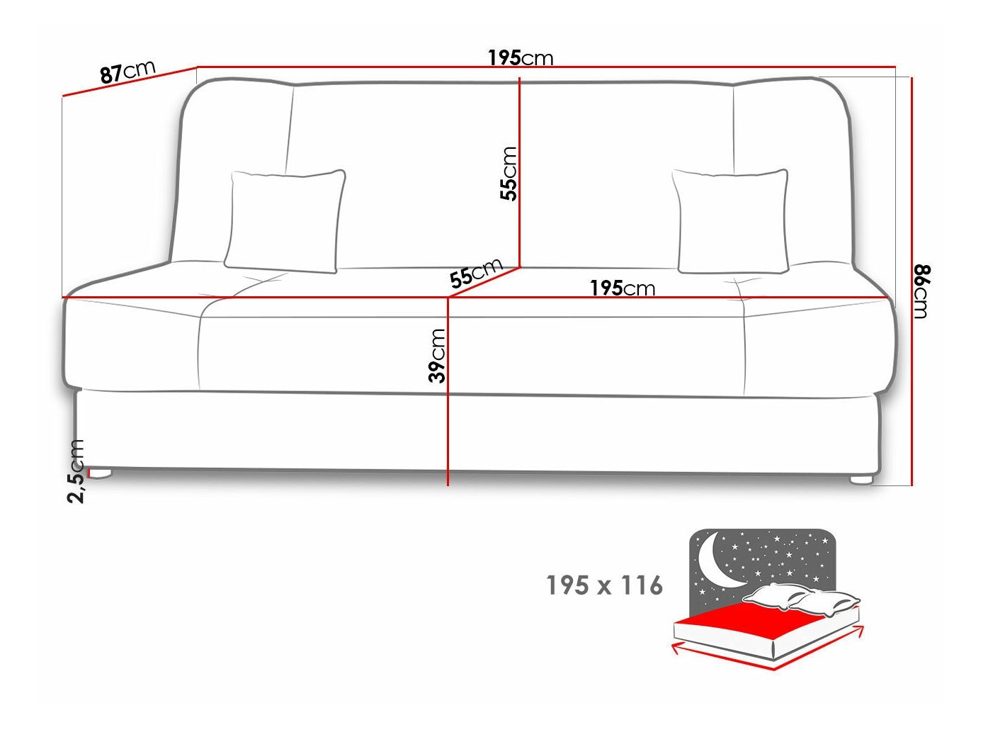 Sofá cama Comfivo Cera I (Alova 04 + Alova 71)