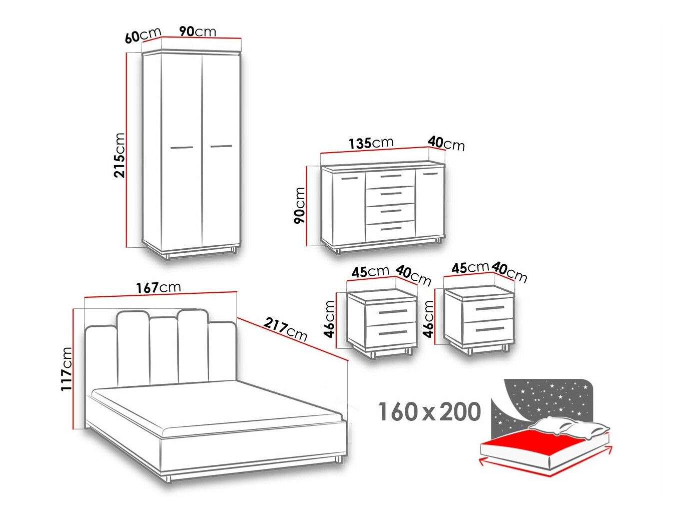 Conjunto de dormitorio Morlira 116