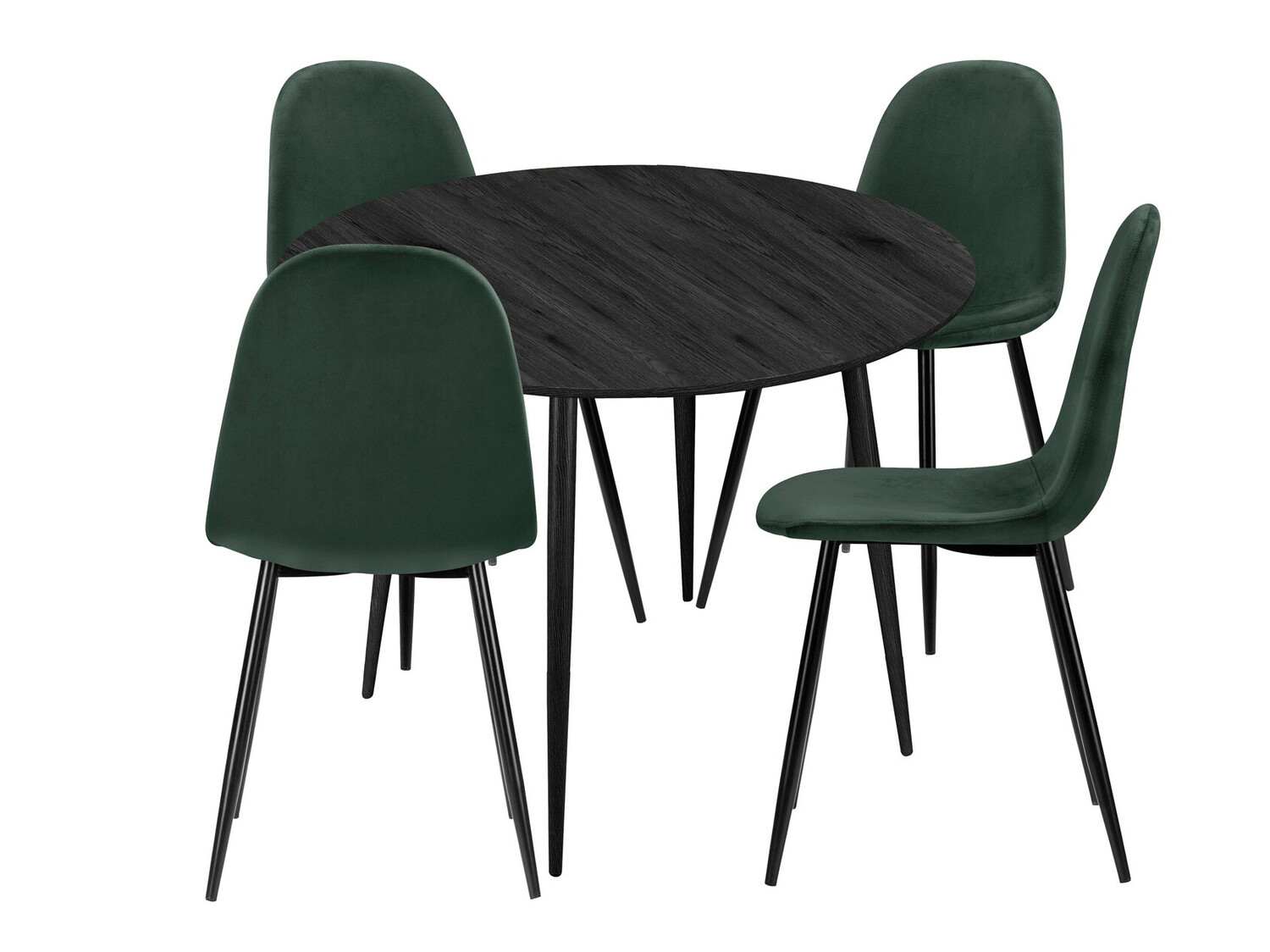 Conjunto de mesas y sillas para comedor Denton 815 (Negro + Verde oscuro)