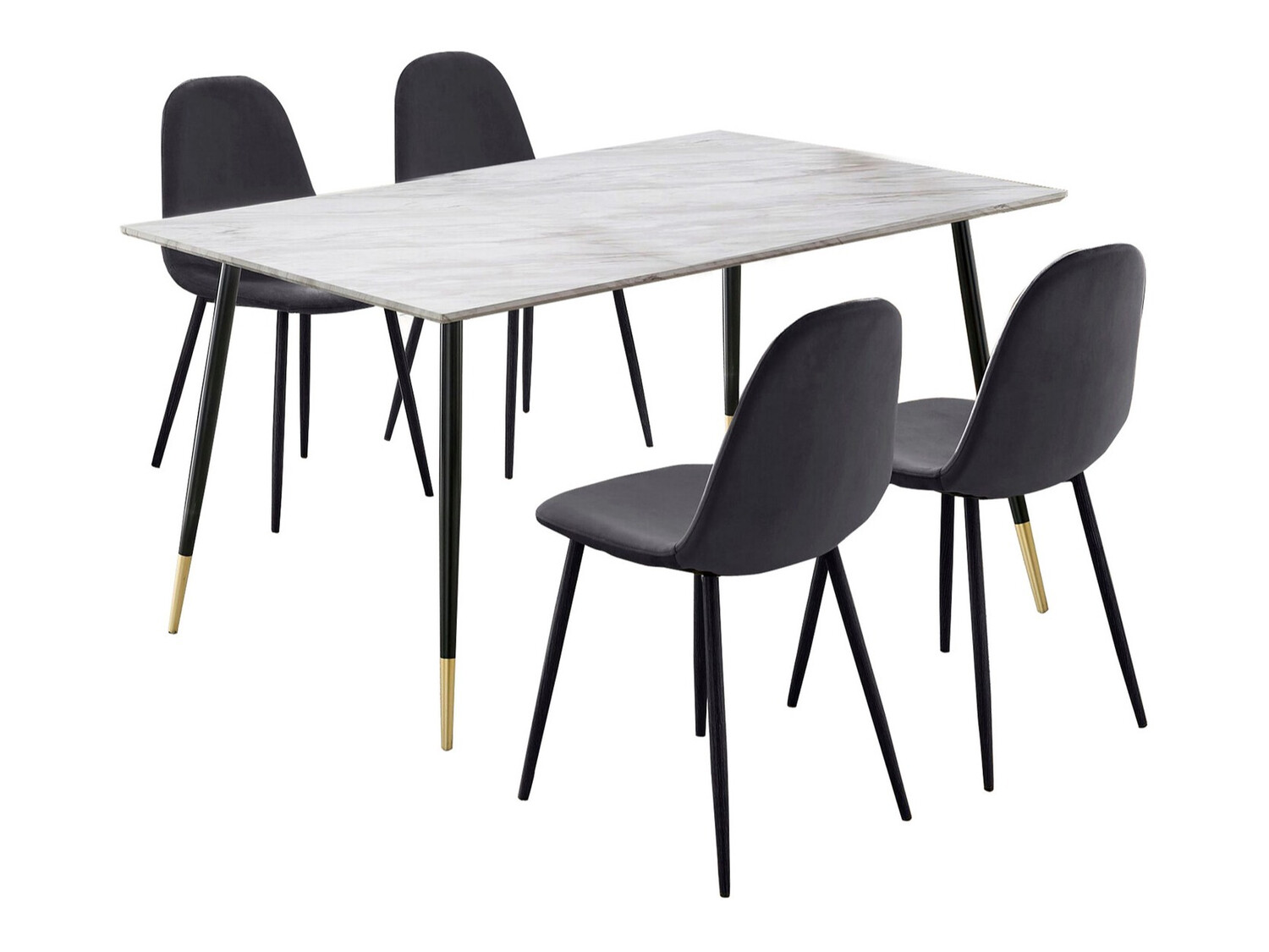 Conjunto de comedor Denton 819 (Negro + Antracita + Dorado + Mármol gris)