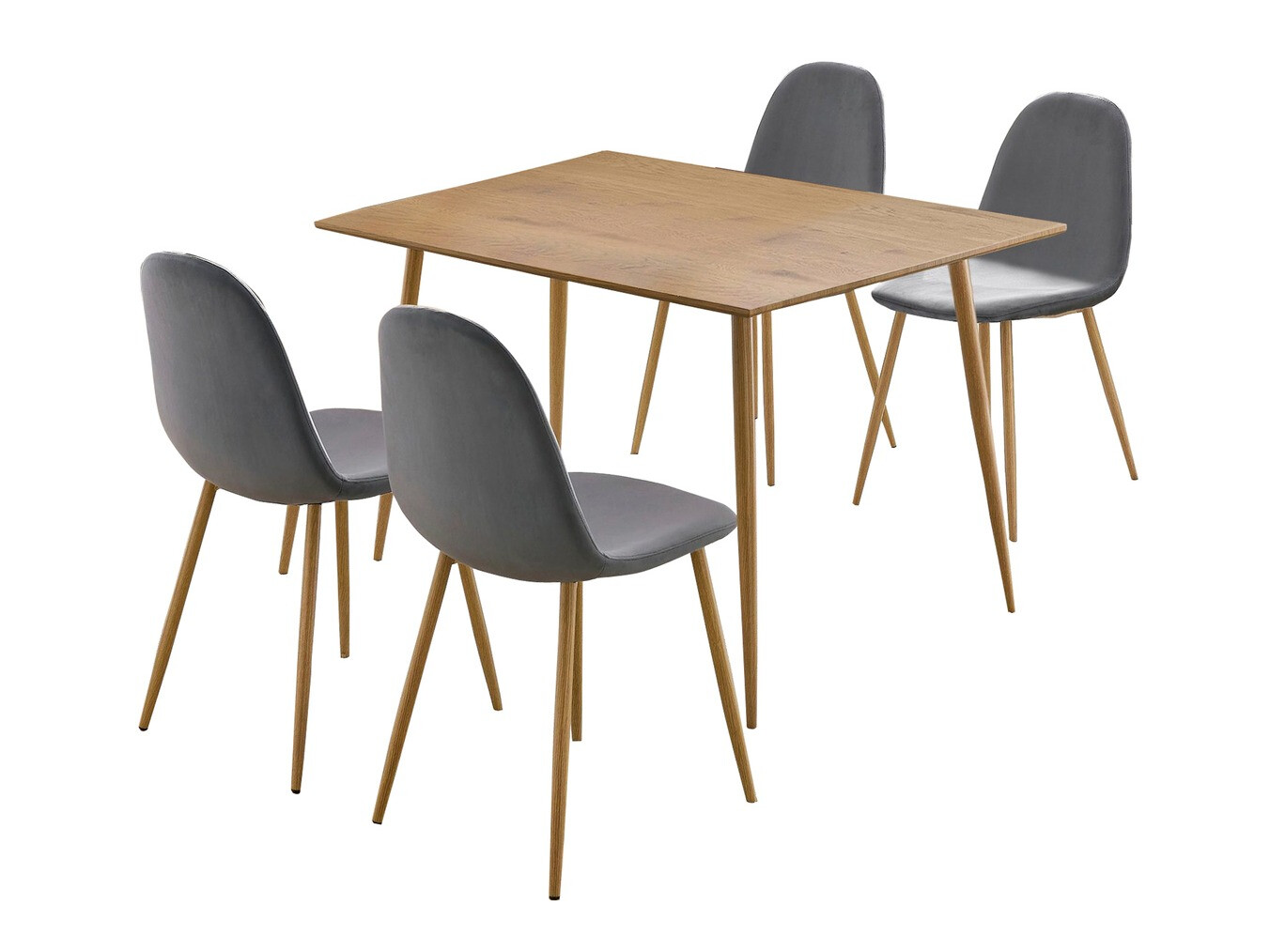 Conjunto de mesas y sillas para comedor Denton 764 (Gris + Roble)