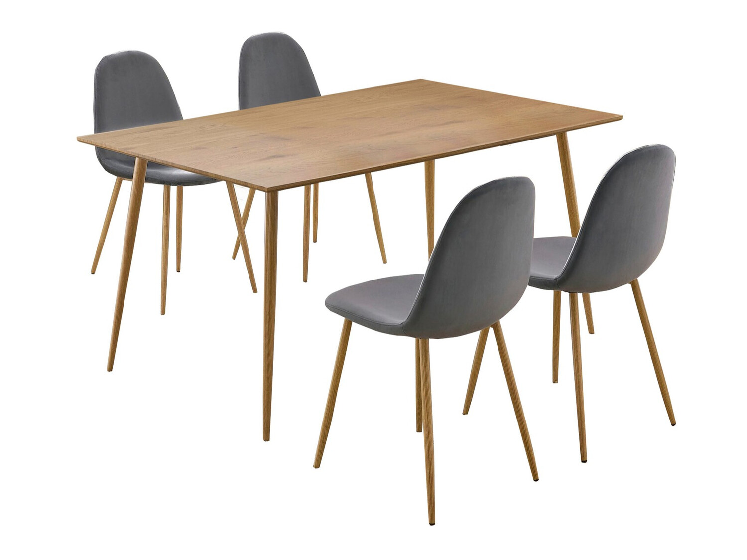 Conjunto de mesas y sillas para comedor Denton 818 (Gris + Roble)