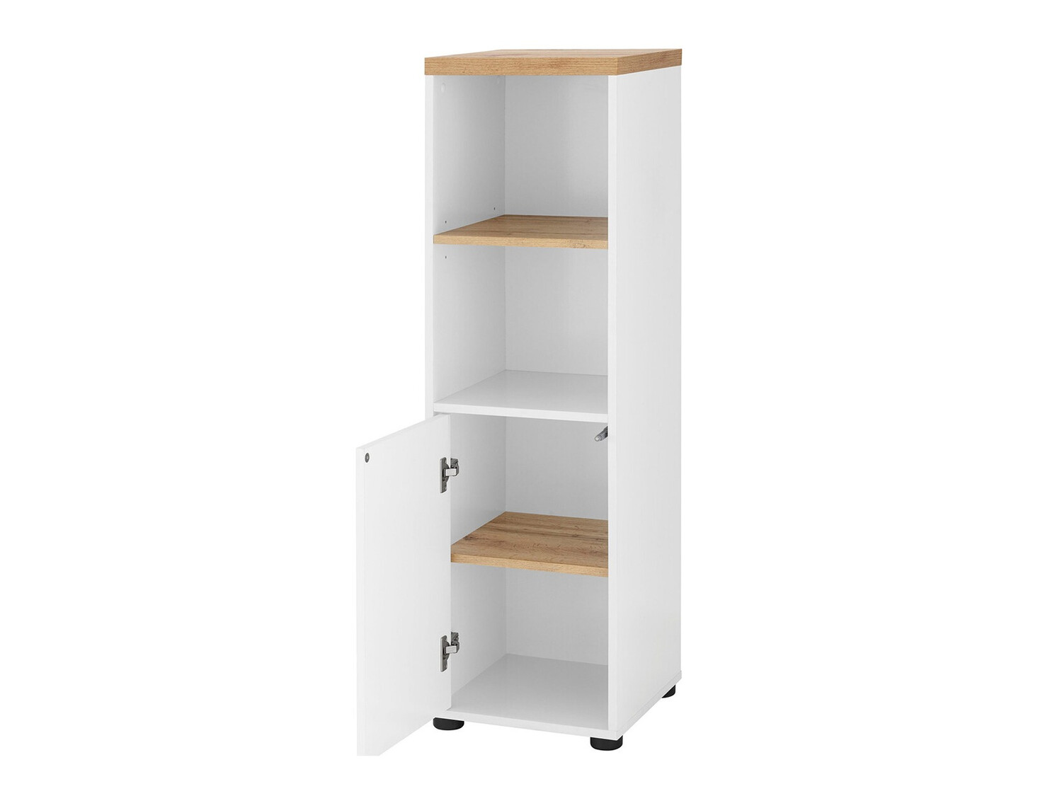 Armario de baño de pie Denton 828 (Blanco + Roble)