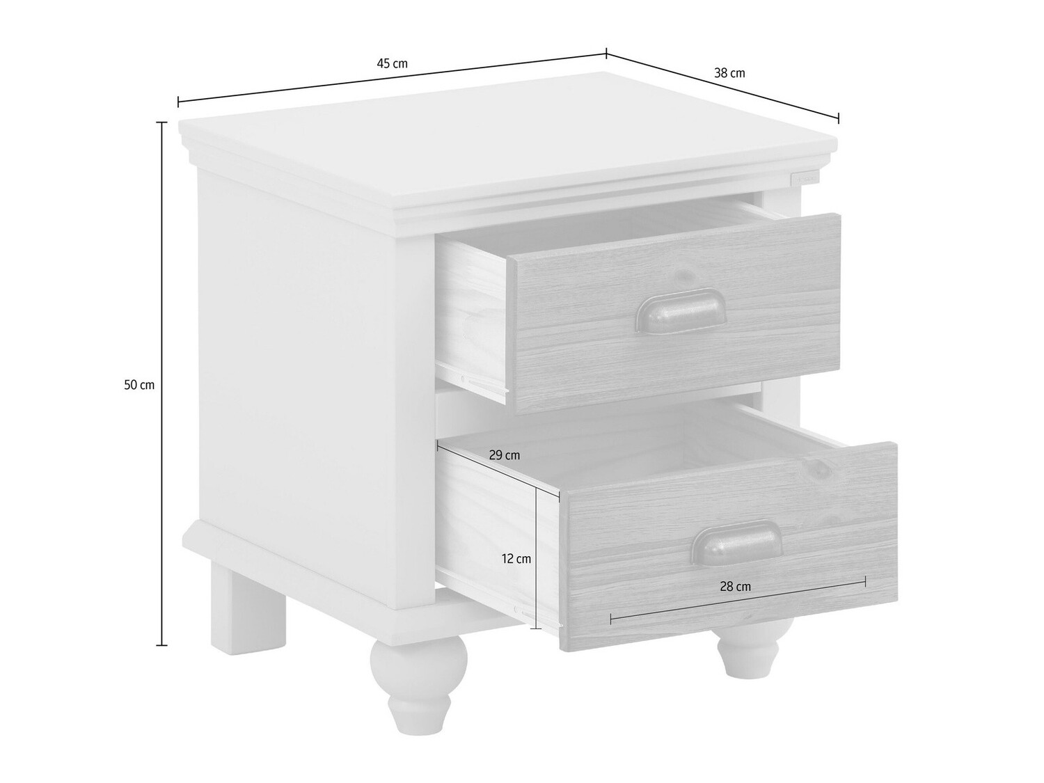 Mesilla de noche Tivmeri 101 (Blanco + Marrón)
