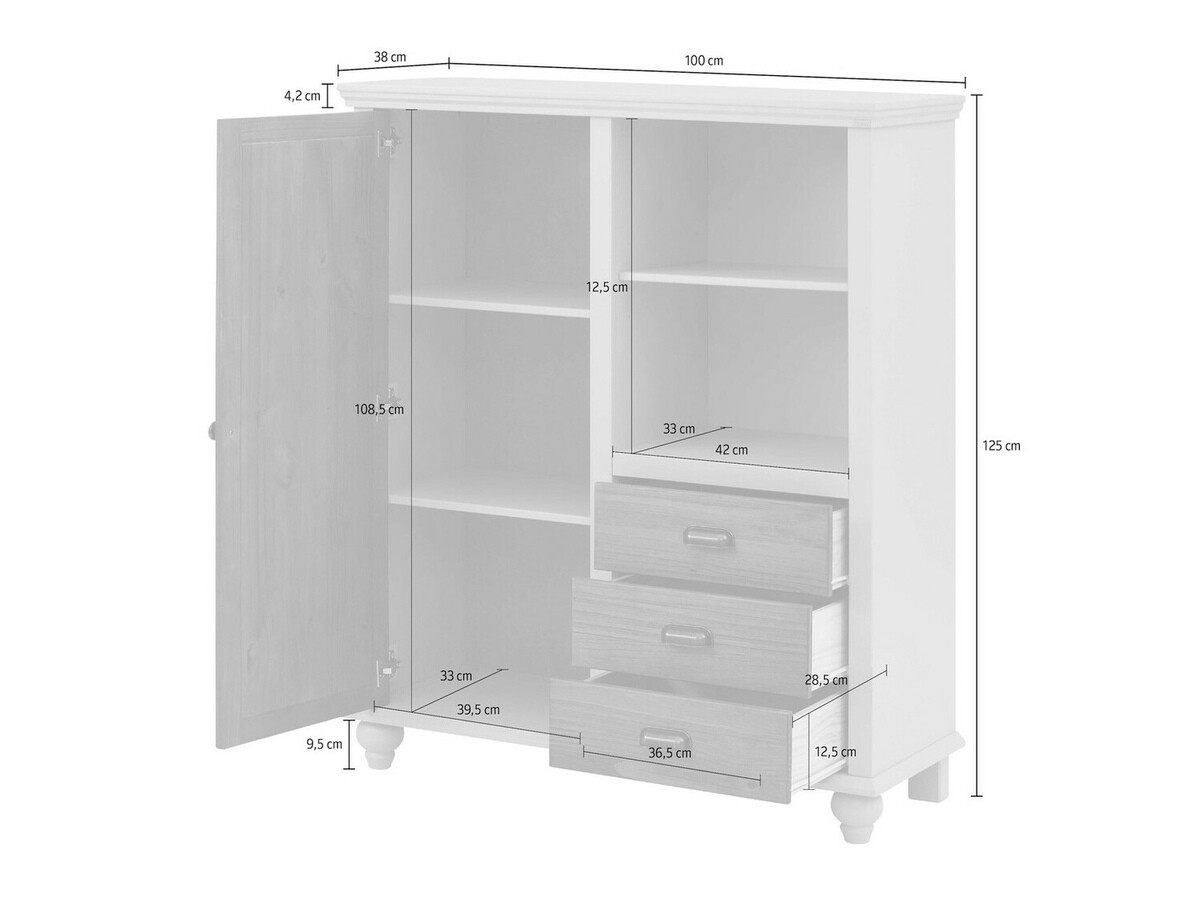 Cómoda Tivmeri 103 (Gris + Marrón)