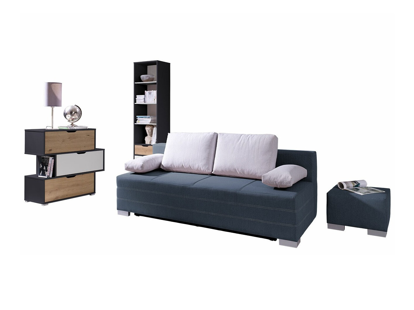 Conjunto de salón Providence H119 (Blanco + Grafito + Roble Artisan)