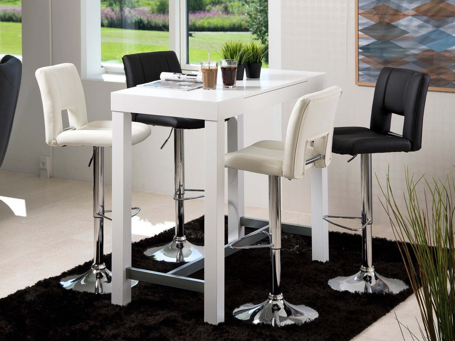 Taburete alto Norsica 145 (Negro + Plata)
