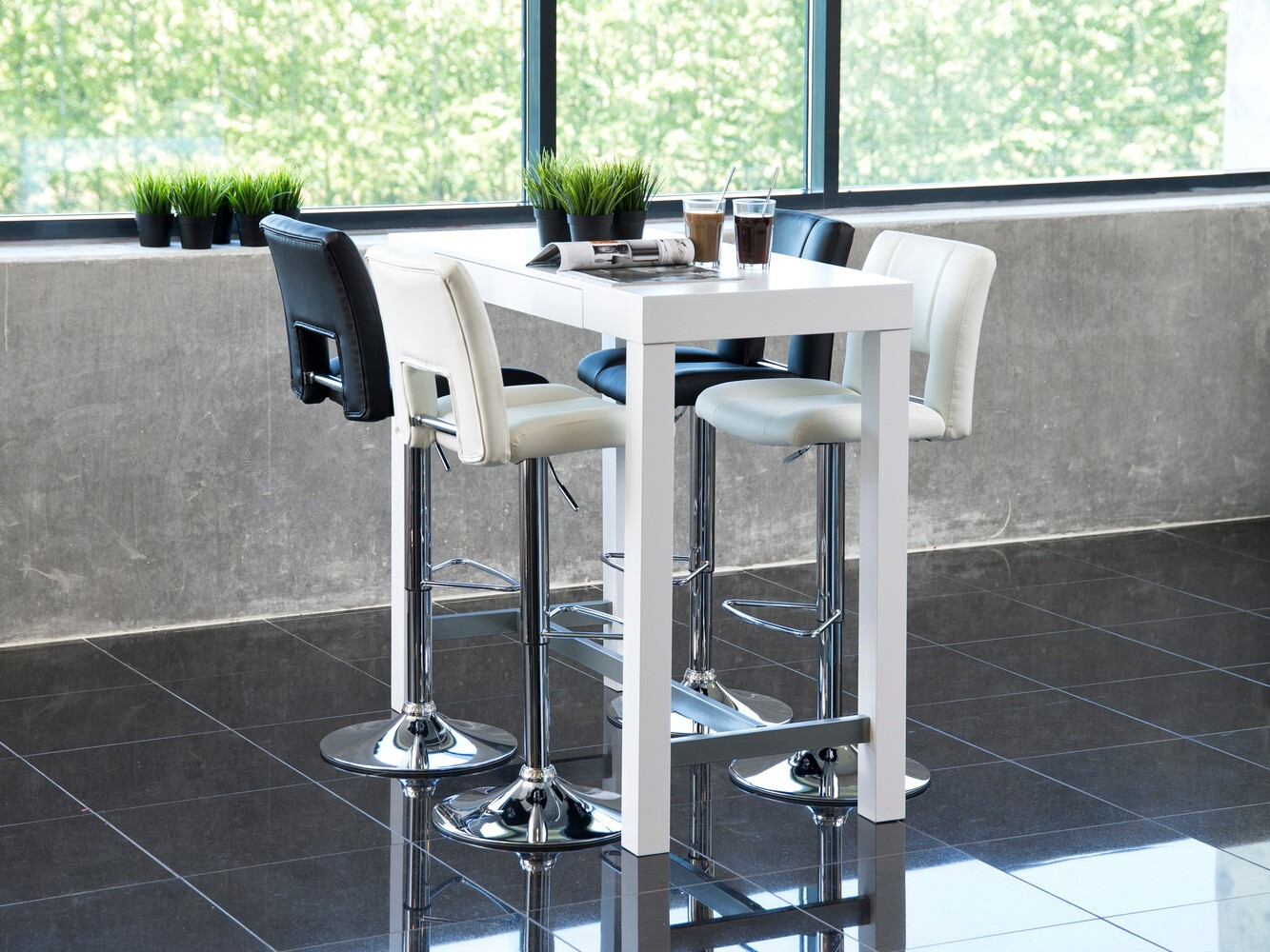 Taburete alto Norsica 145 (Negro + Plata)