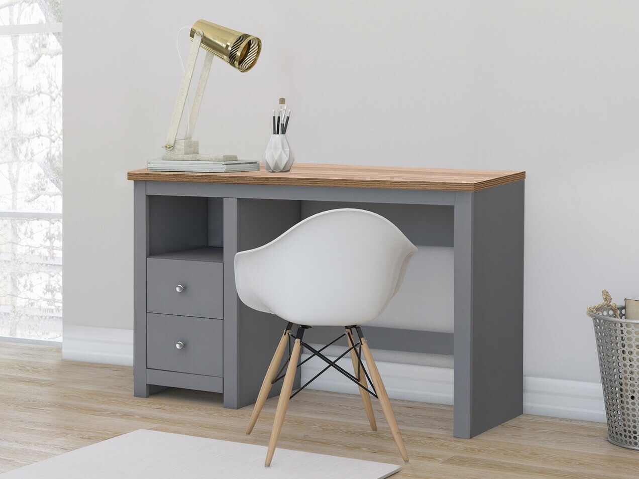 Mesa de oficina Denton D108 (Gris + Roble)