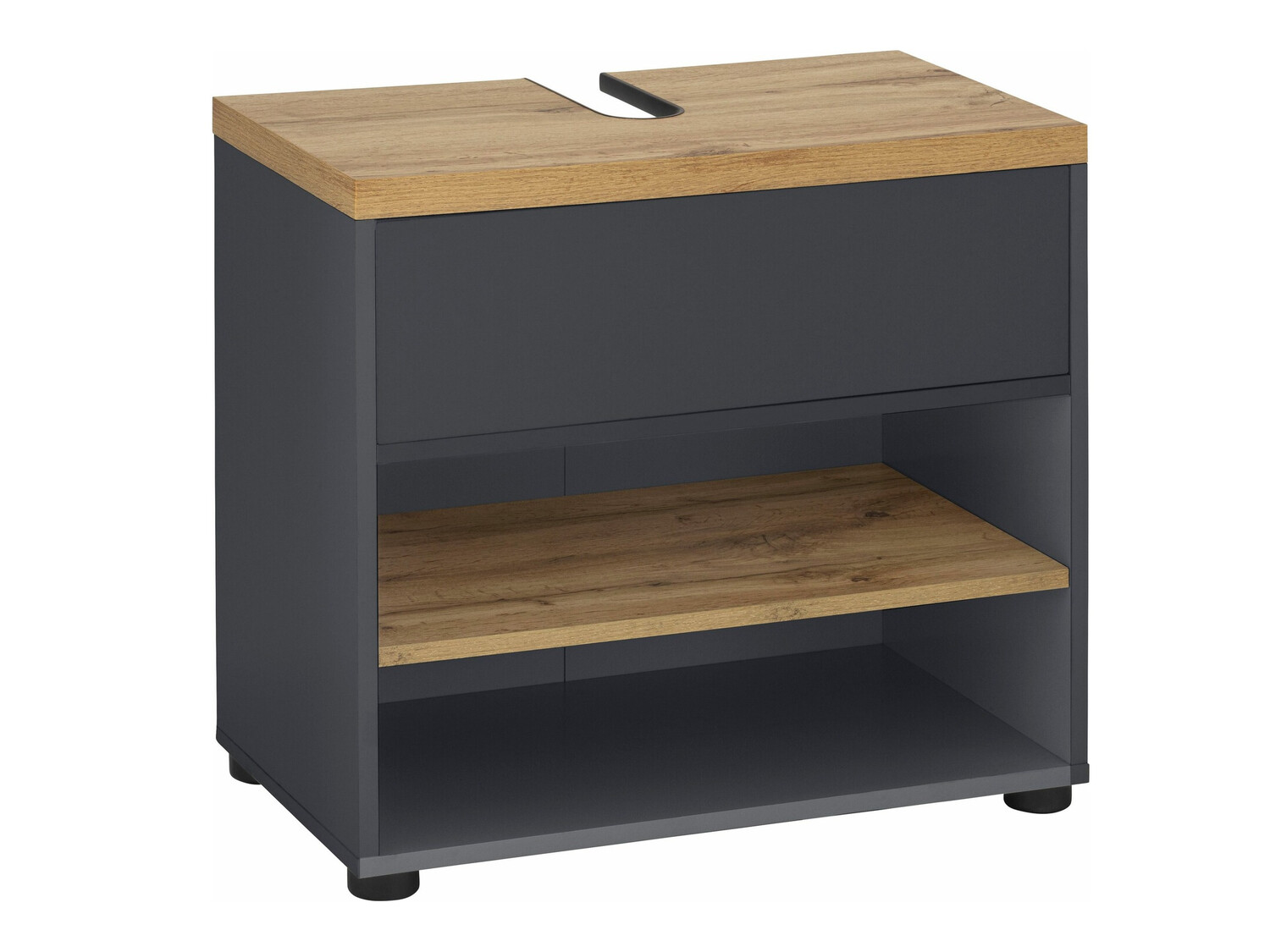 Armario de baño de pie para lavabo Denton 840 (Antracita + Roble)