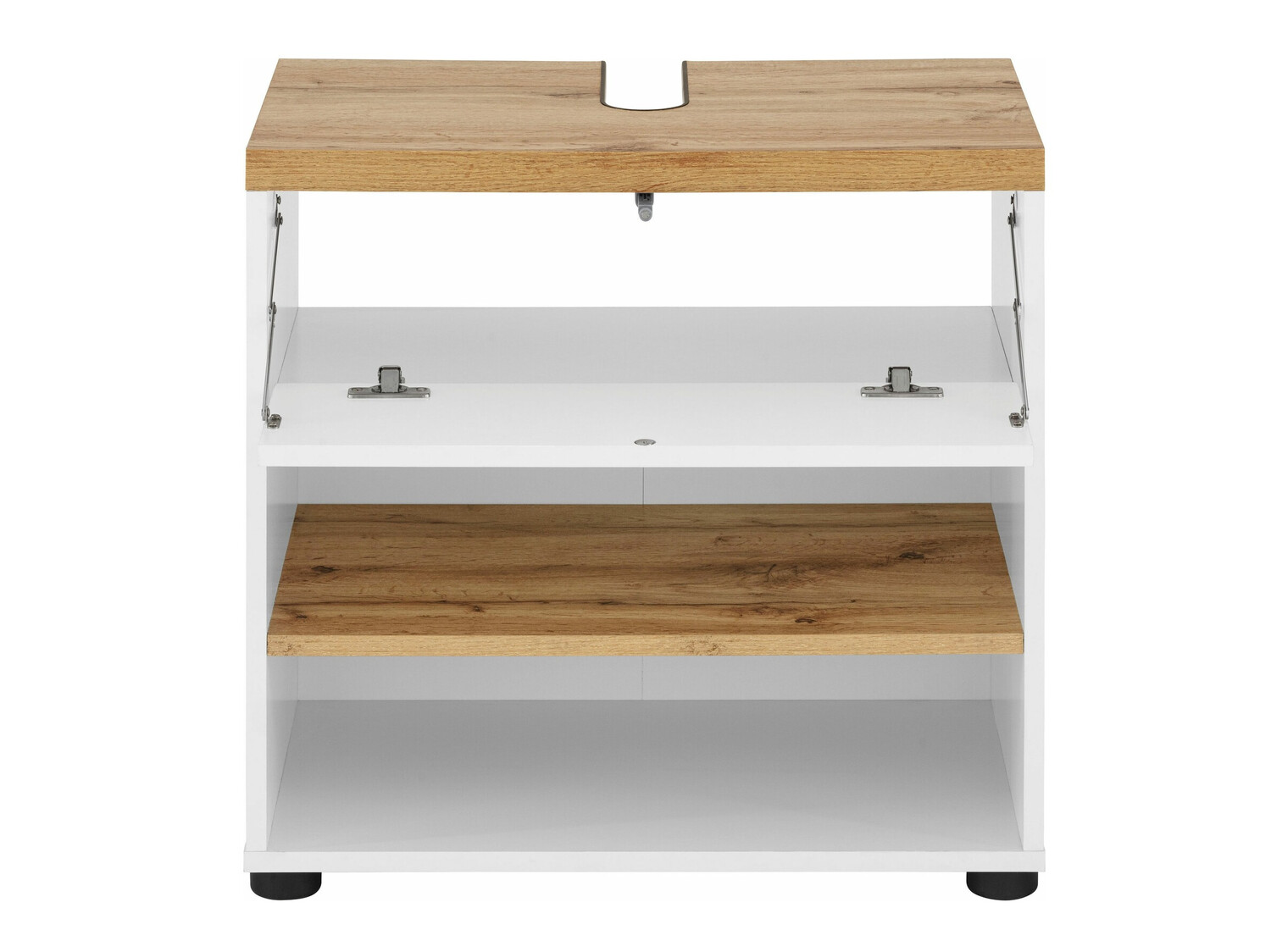 Armario de baño de pie para lavabo Denton 840 (Blanco + Roble)