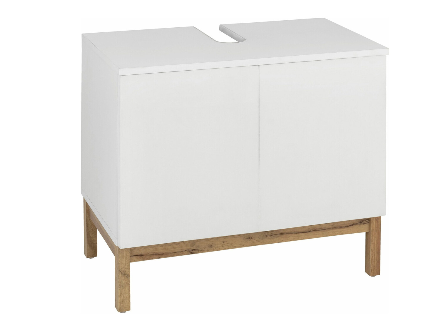 Armario de baño de pie para lavabo Tolcami 101 (Blanco + Roble)