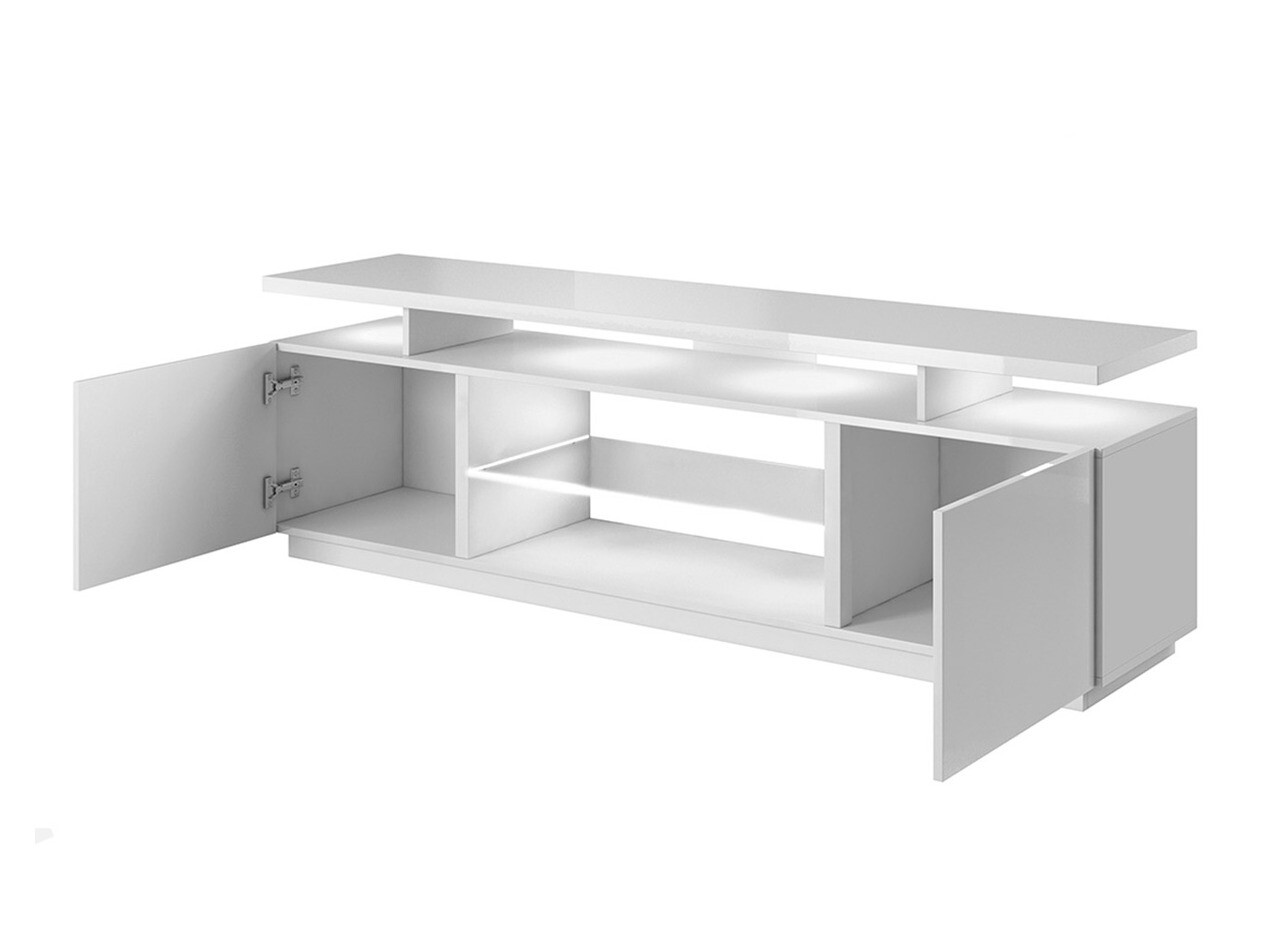 Mueble TV Charlotte 138 (Blanco + Blanco brillante)