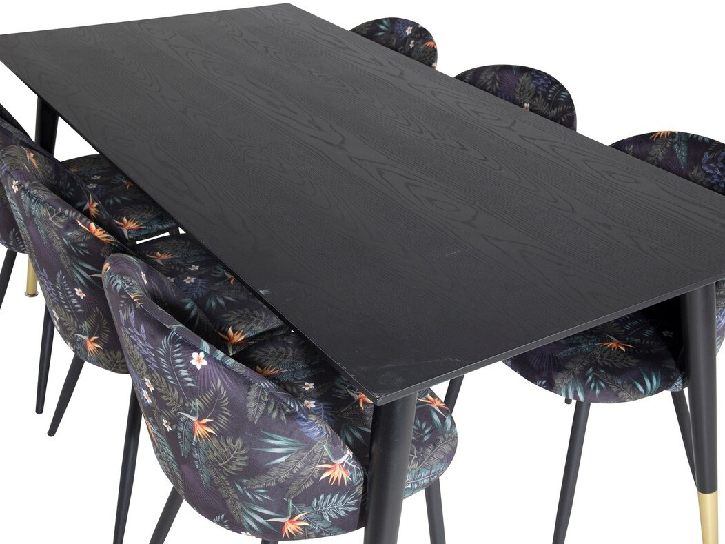 Conjunto de comedor Dallas 1876 (Patrón floral + Negro)