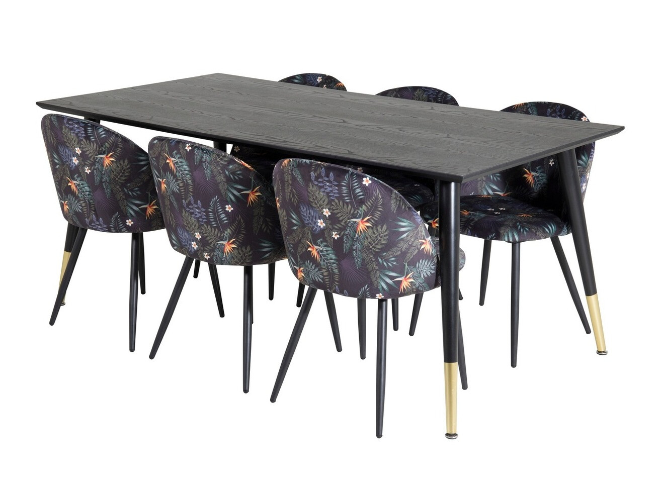 Conjunto de mesas y sillas para comedor Dallas 1876 (Patrón floral + Negro)