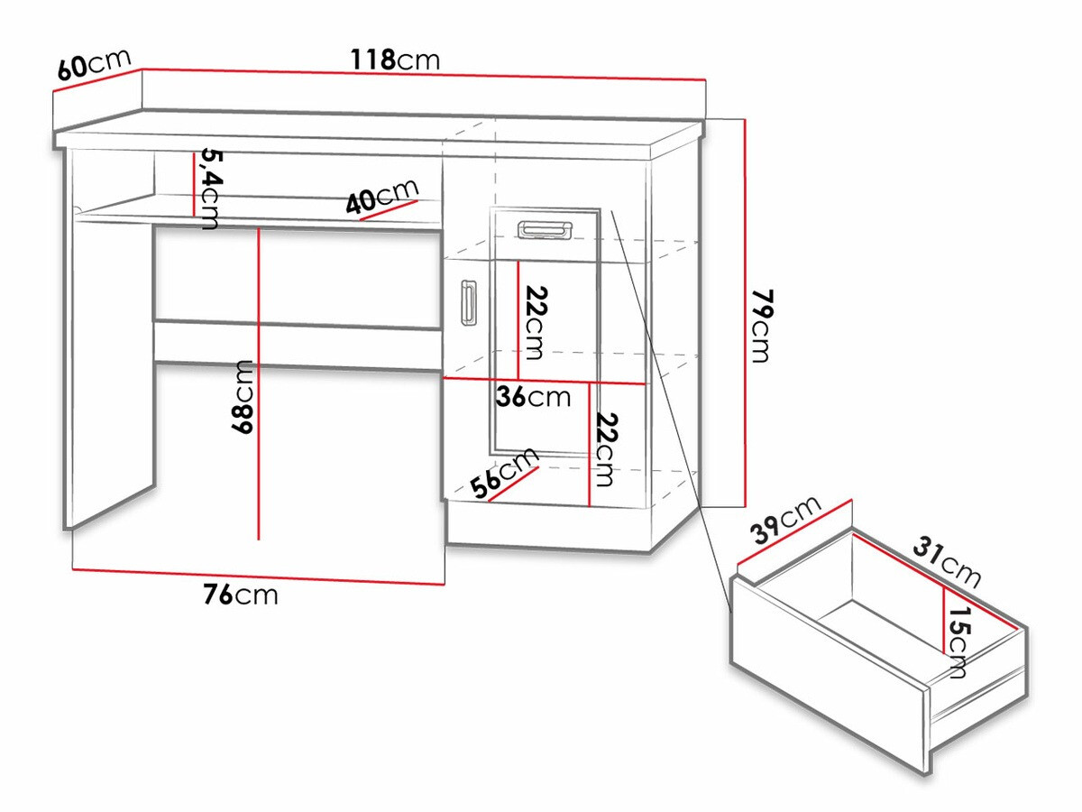 Mesa de oficina Lircava 114 (Roble de lefkada)