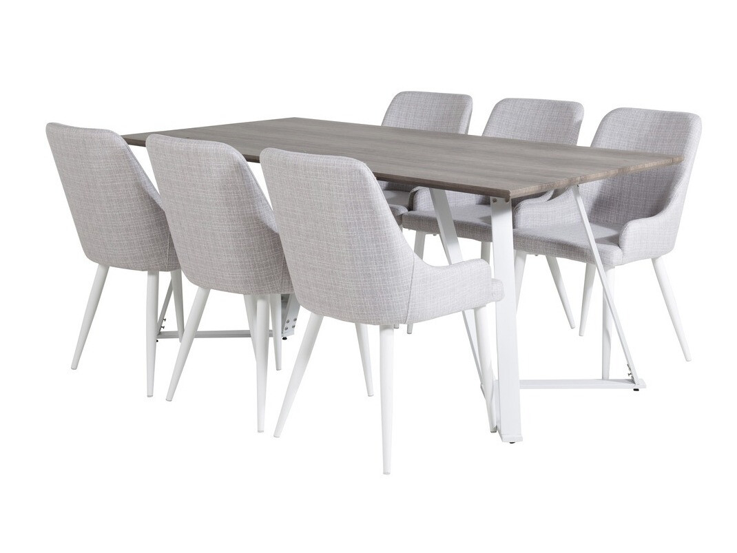 Conjunto de comedor Dallas 1973 (Blanco + Gris claro)