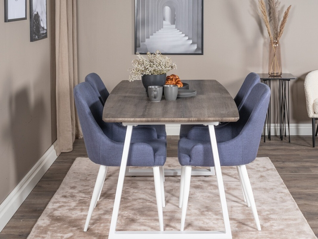 Conjunto de comedor Dallas 1978 (Blanco + Azul)