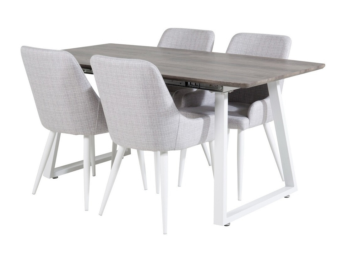 Conjunto de comedor Dallas 1978 (Blanco + Gris claro)