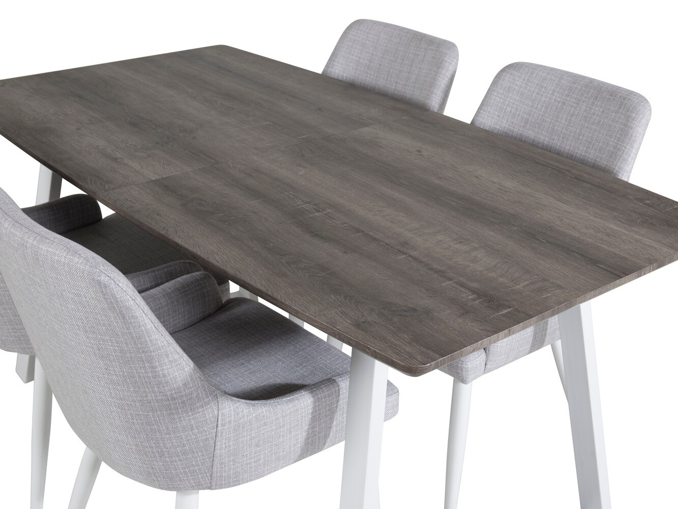 Conjunto de mesas y sillas para comedor Dallas 1978 (Blanco + Gris claro)