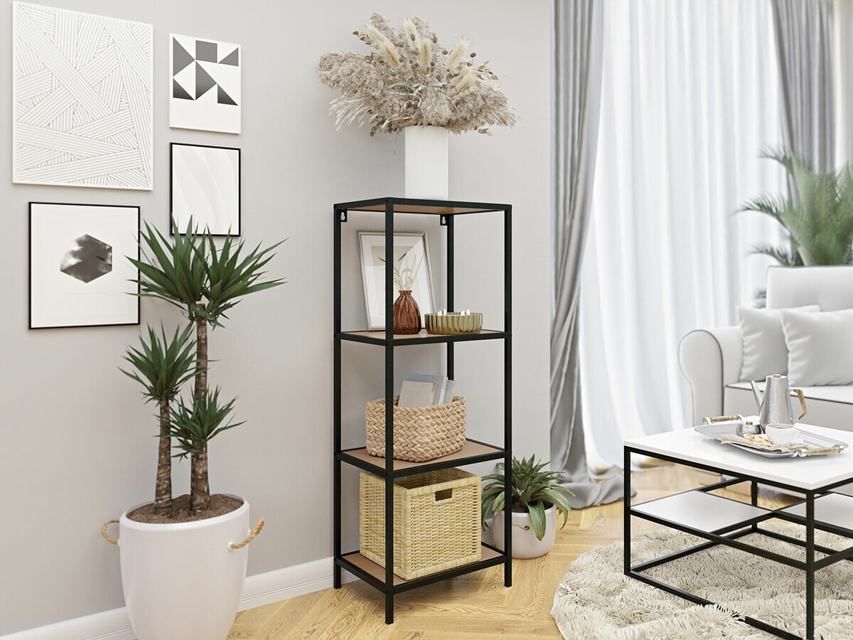 Estantería Richardson A104 (Negro + Luminoso madera)