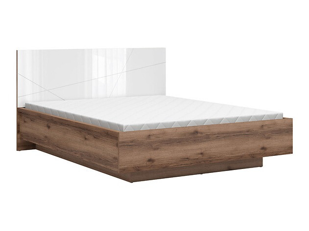 Cama Fivale 122 (Roble delano oscuro + Blanco brillante)