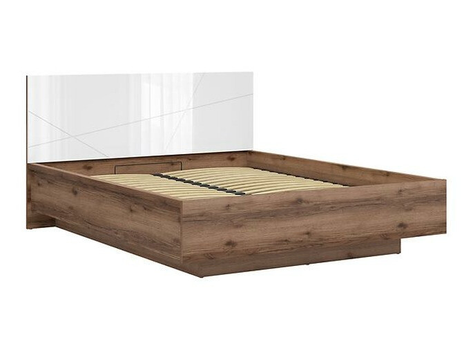 Cama Fivale 122 (Roble delano oscuro + Blanco brillante)