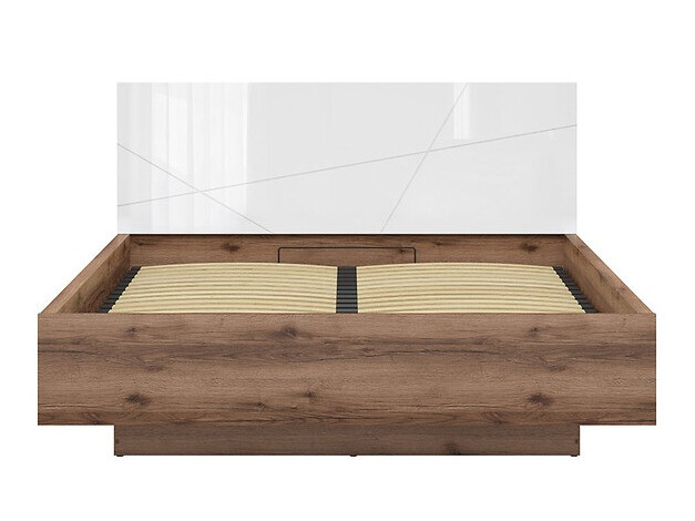 Cama Fivale 122 (Roble delano oscuro + Blanco brillante)