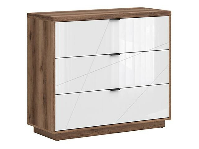 Cómoda Fivale 118 (Roble delano oscuro + Blanco brillante)