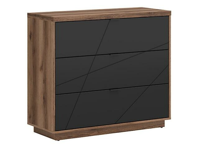 Cómoda Fivale 118 (Roble delano oscuro + Negro mate)