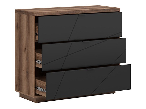 Cómoda Fivale 118 (Roble delano oscuro + Negro mate)