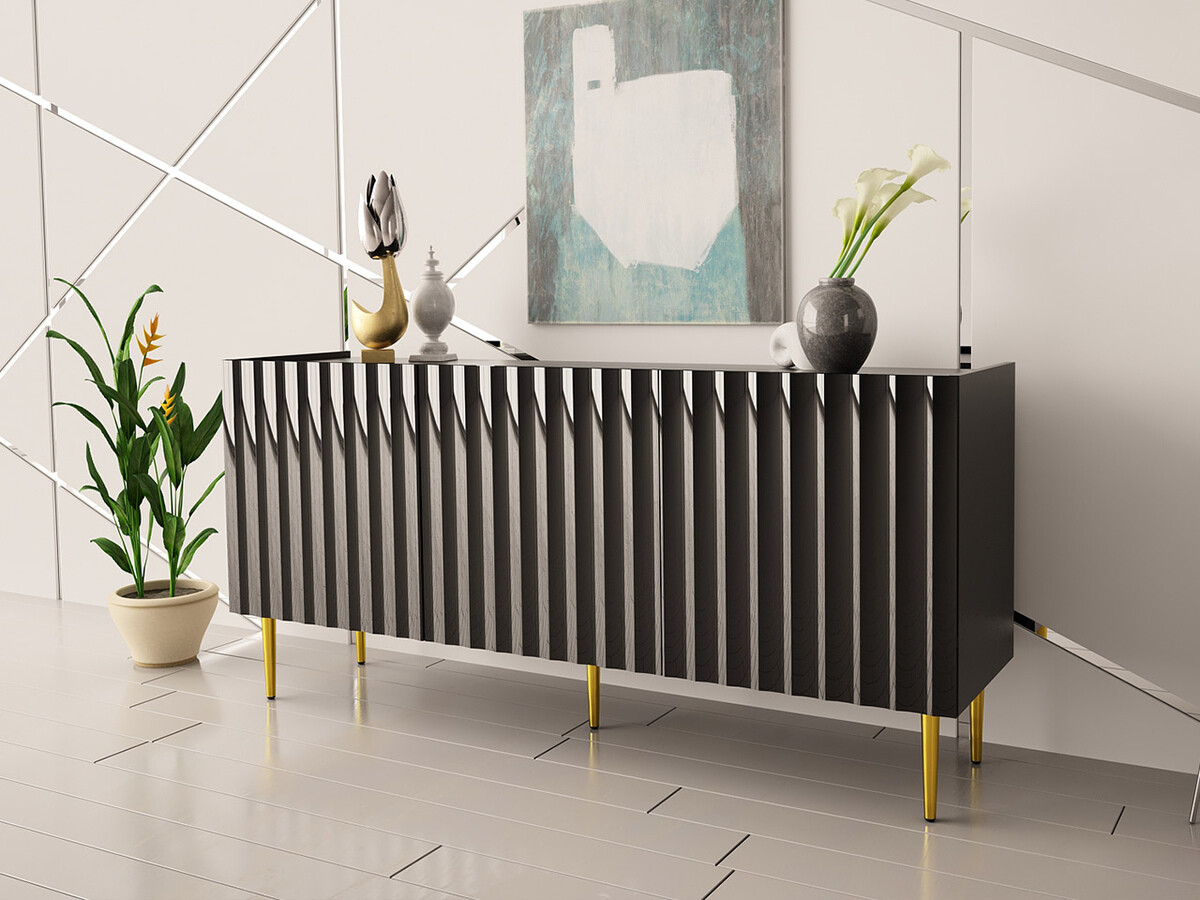 Aparador Merced B130 (Negro brillante + Negro)