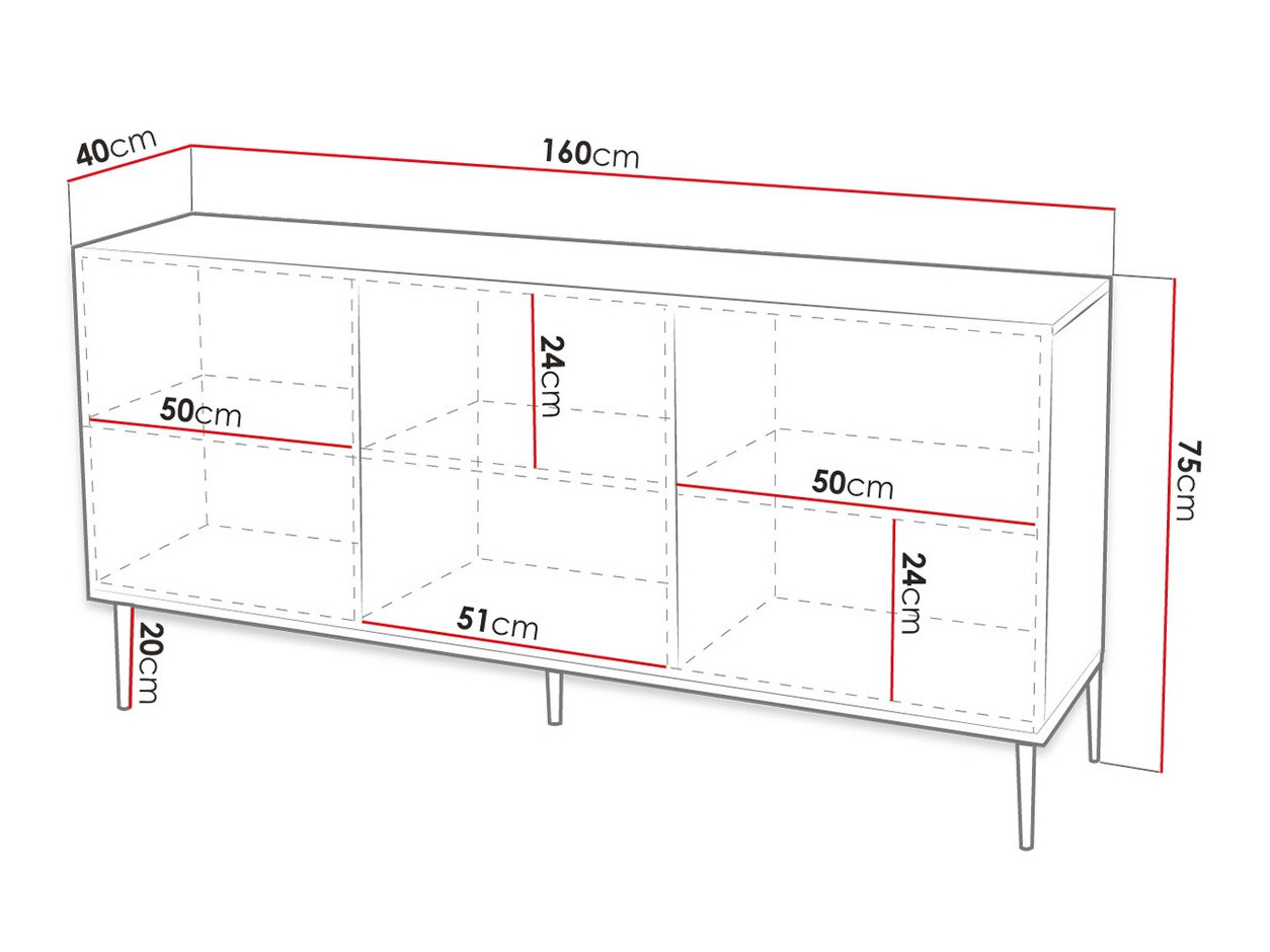 Aparador Merced B130 (Negro brillante + Negro)
