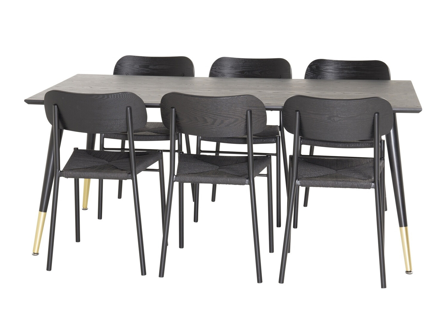 Conjunto de comedor Dallas 2574 (Negro + Latón)