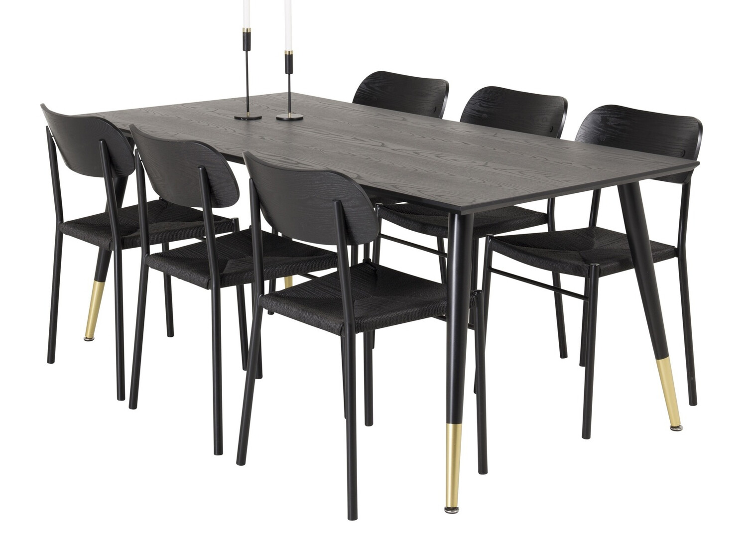 Conjunto de comedor Dallas 2574 (Negro + Latón)
