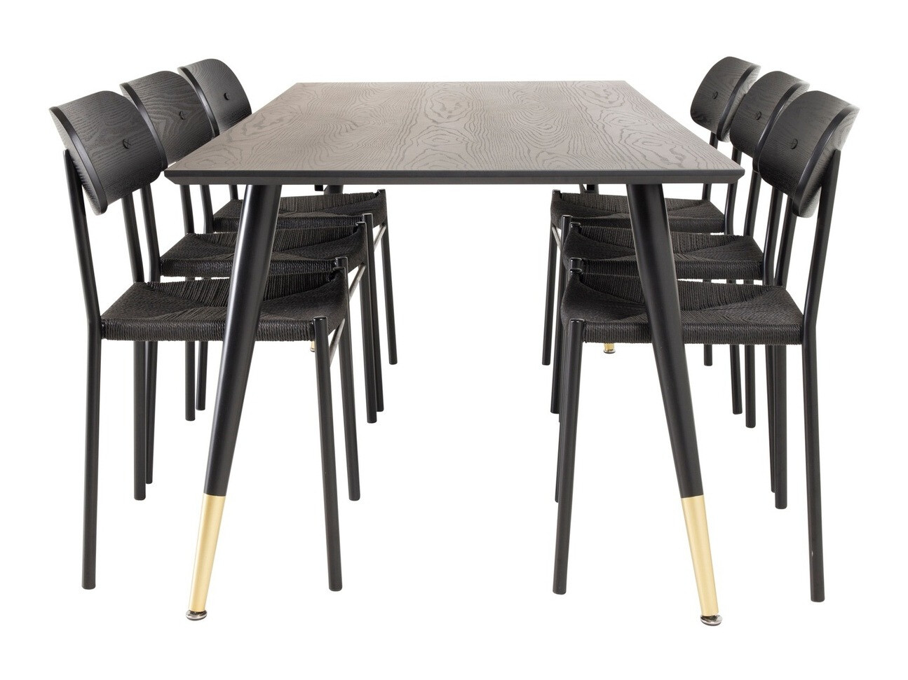 Conjunto de comedor Dallas 2574 (Negro + Latón)