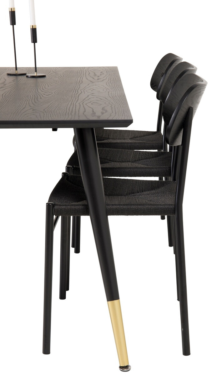 Conjunto de comedor Dallas 2574 (Negro + Latón)