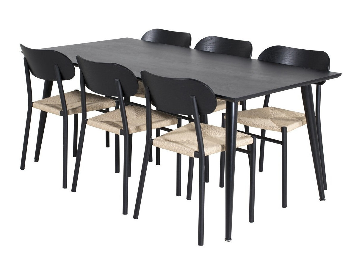 Conjunto de mesas y sillas para comedor Dallas 2574 (Negro + Marrón)
