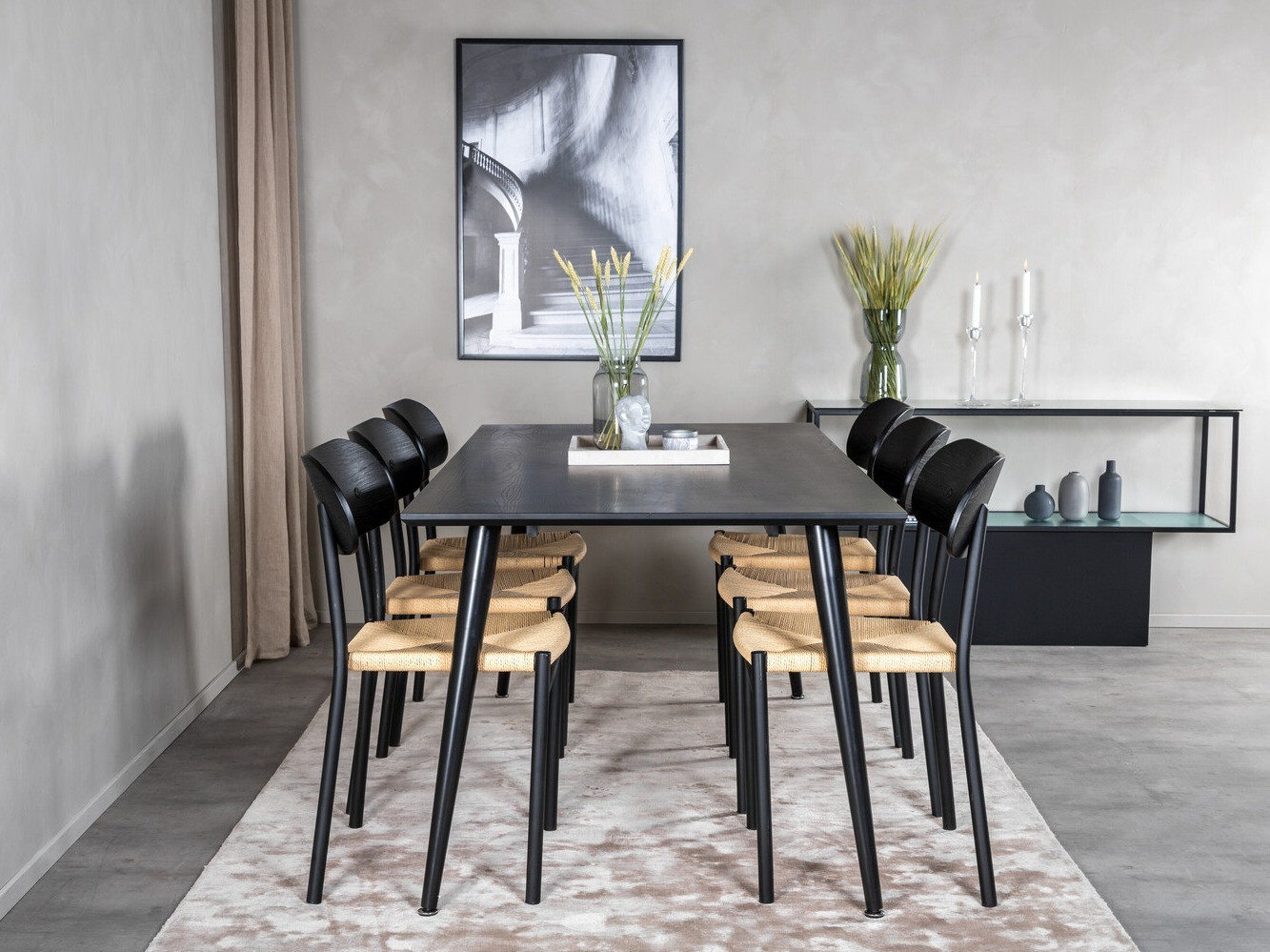 Conjunto de mesas y sillas para comedor Dallas 2574 (Negro + Marrón)